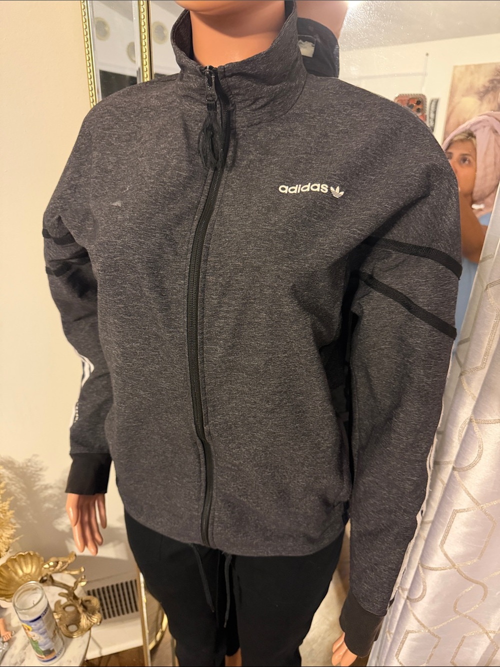 adidas Dark Gray Full-Zip Performance Jacket